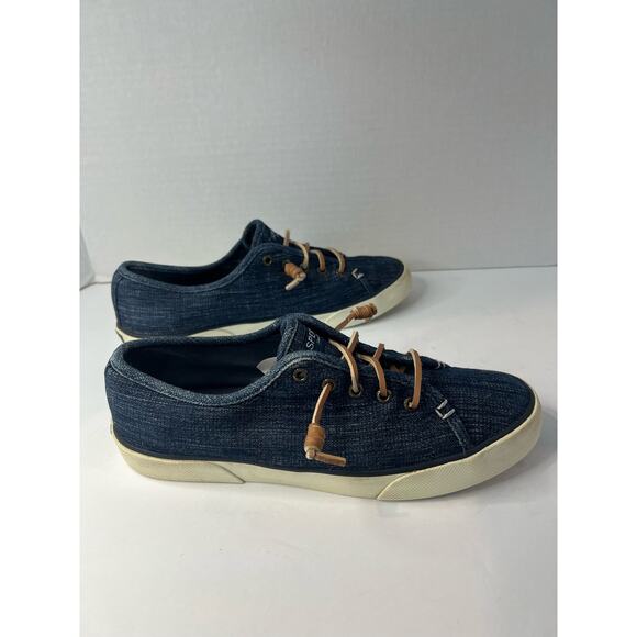 Sperry Pier View Women’s Blue Denim Slip-On Canvas Sneaker Shoes Sz 9 - Picture 3 of 7